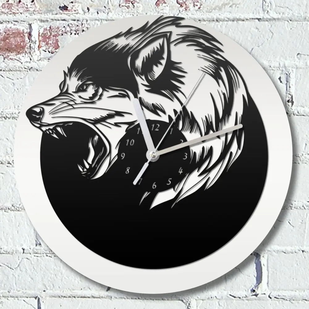 Фото Настенные часы круглые 31 см Бруталити животные - 45 цвет черный