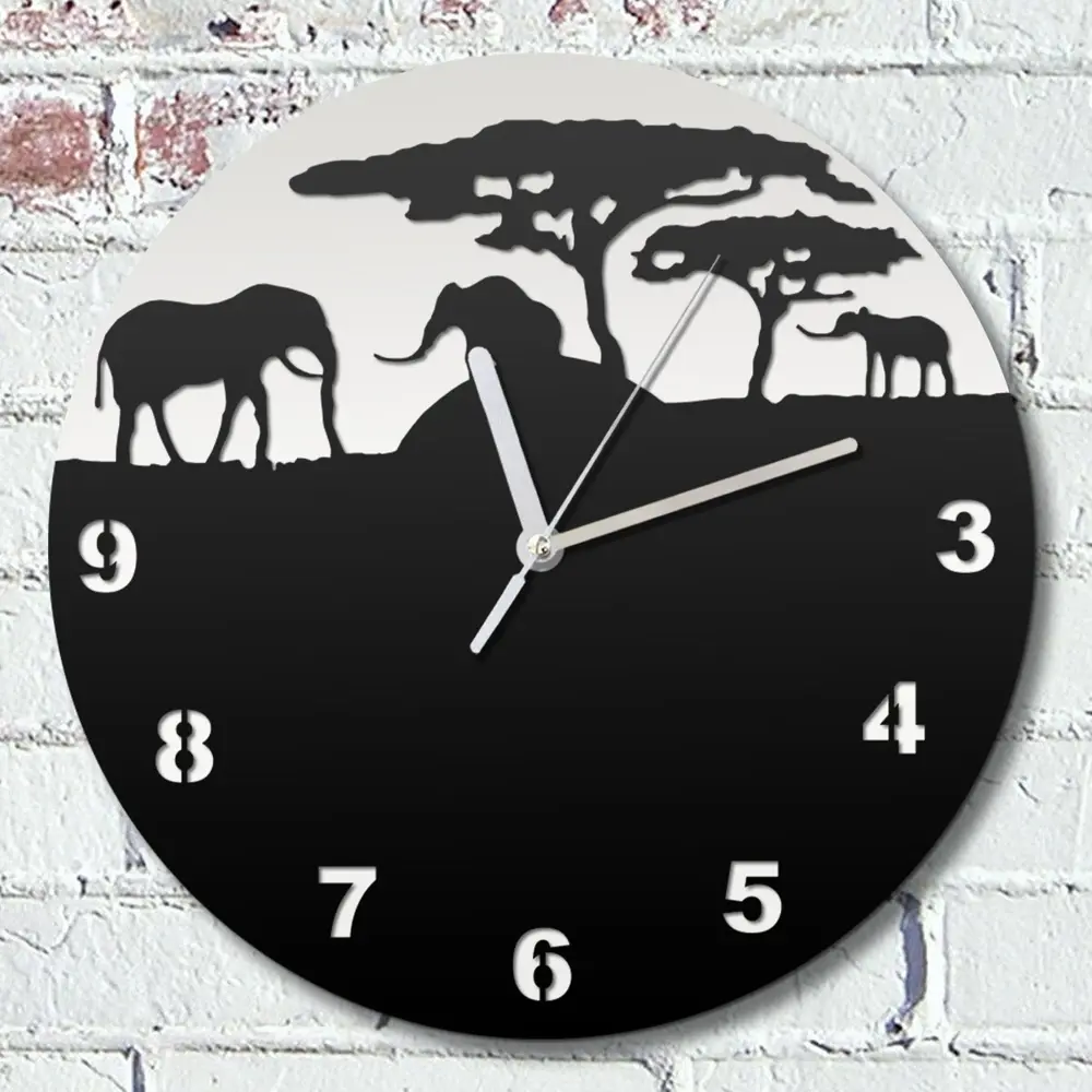 Фото Настенные часы круглые 31 см Бруталити животные - 76 цвет черный