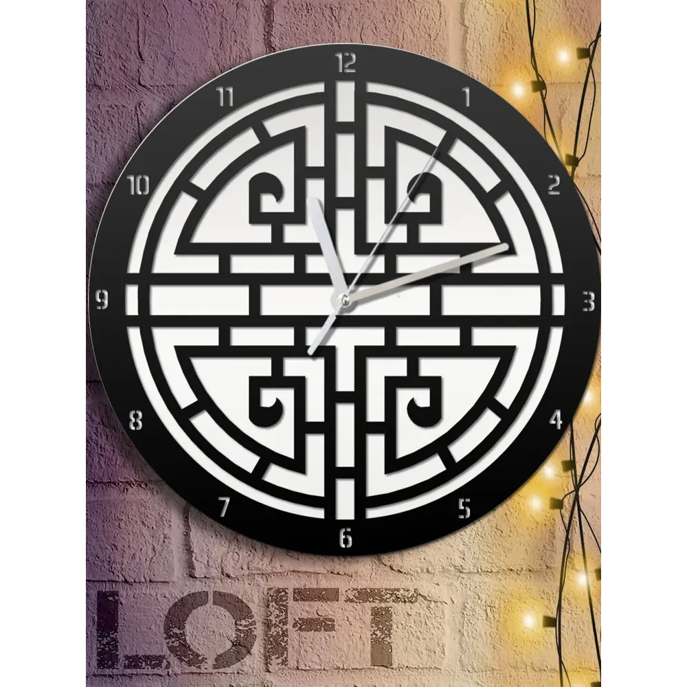 Фото Настенные часы круглые 31 см Бруталити китай символ удачи символика - 607 цвет черный