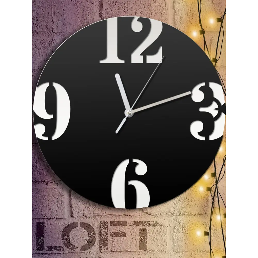 Фото 6 Настенные часы круглые 31 см Бруталити крупные цифры - 191 цвет черный