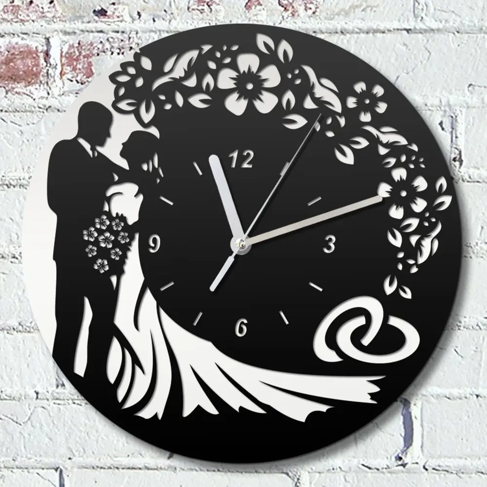 Фото Настенные часы круглые 31 см Бруталити любовь свадьба - 278 цвет черный