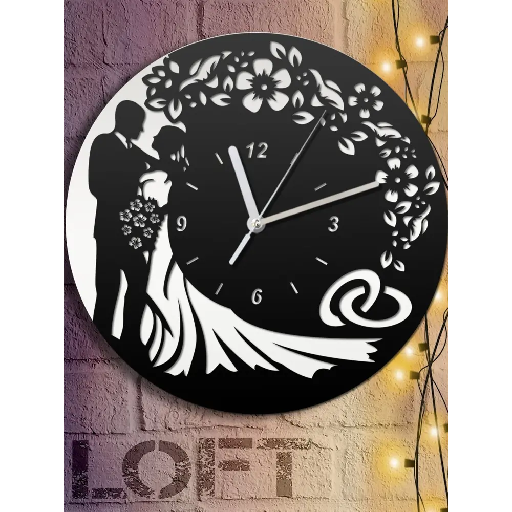 Фото 6 Настенные часы круглые 31 см Бруталити любовь свадьба - 278 цвет черный