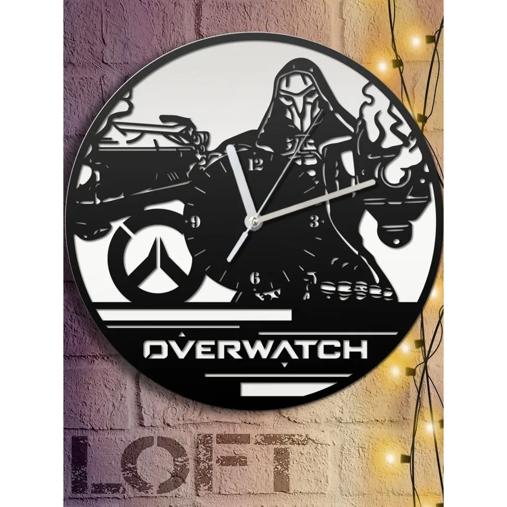 Фото 6 Настенные часы круглые 31 см Бруталити овервоч overwatch жнец - 323 цвет черный