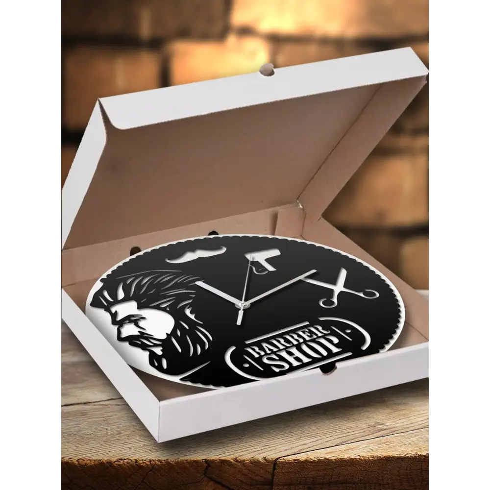 Фото 3 Настенные часы круглые 31 см Бруталити парикмахерская - 109 цвет черный