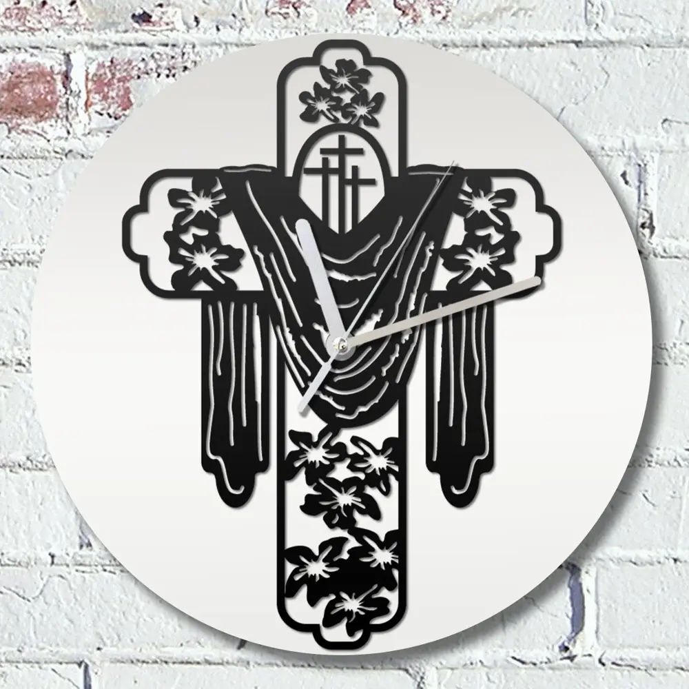 Фото Настенные часы круглые 31 см Бруталити Религия - 343 цвет черный