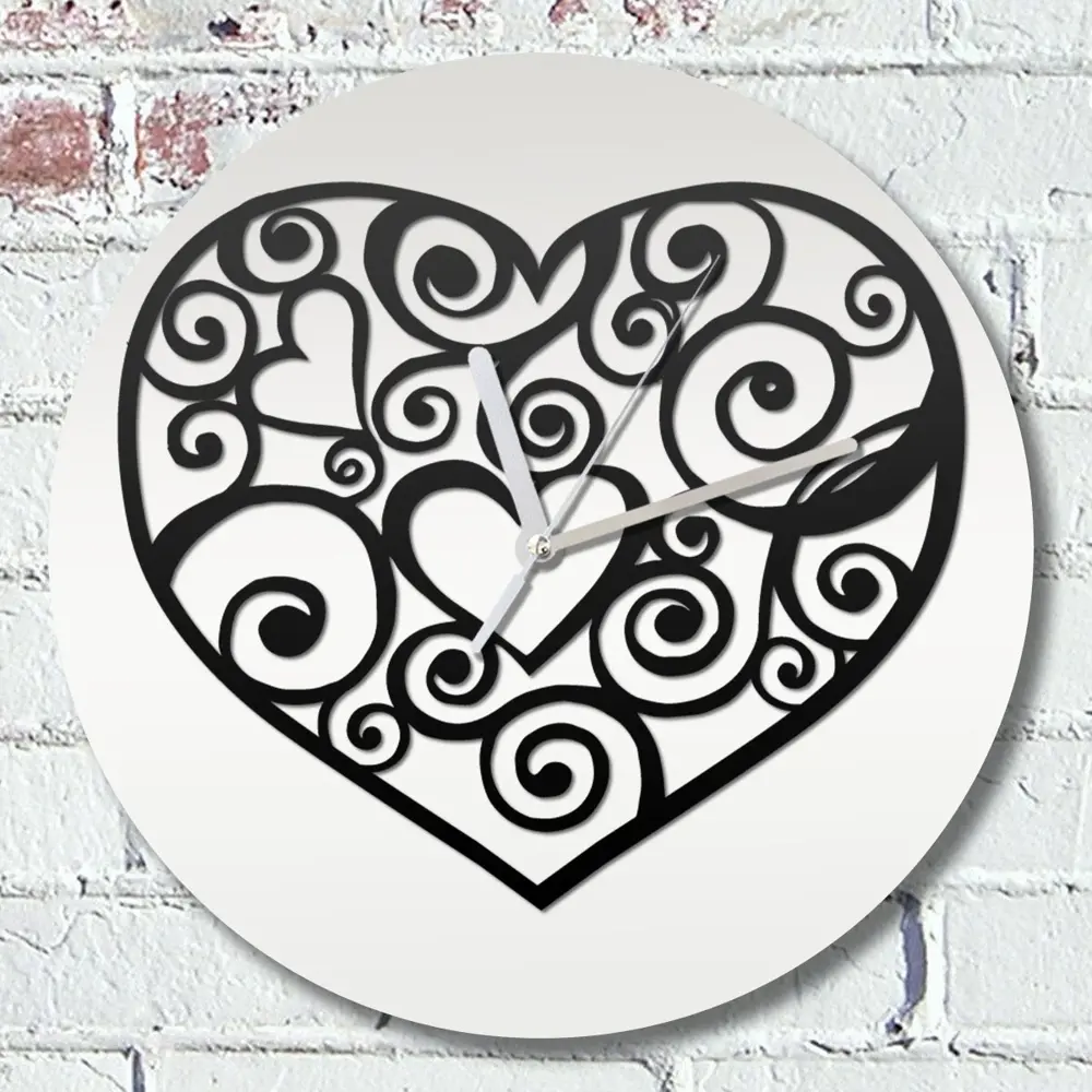 Фото Настенные часы круглые 31 см Бруталити сердечко - 382 цвет черный