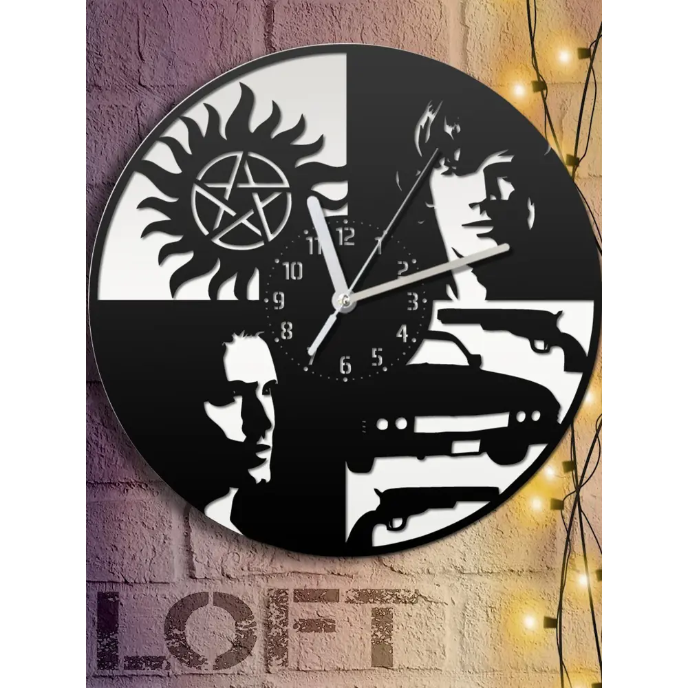 Фото 2 Настенные часы круглые 31 см Бруталити сериалы сверхъестественное винчестер - 484 цвет черный