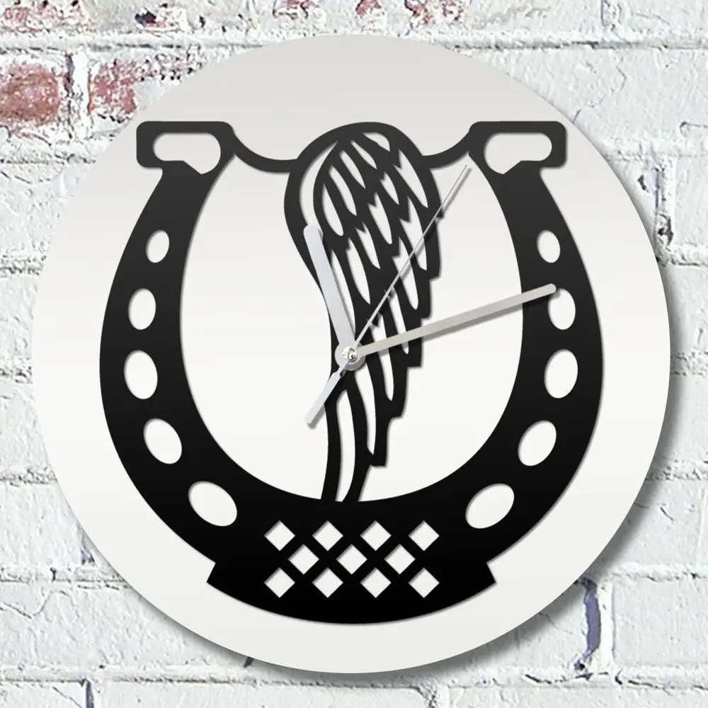 Фото Настенные часы круглые 31 см Бруталити символы славянские обереги крыло ангела - 435 цвет черный
