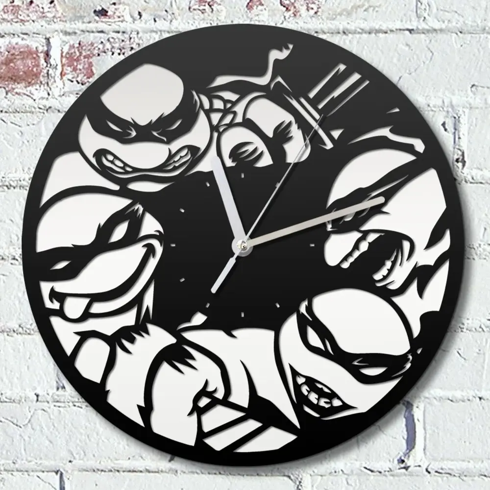 Фото Настенные часы круглые 31 см Бруталити черепашки ниндзя - 367 цвет черный