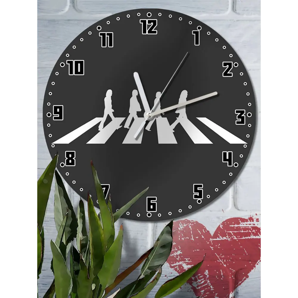 Фото 6 Настенные часы круглые 27 см Бруталити музыка The Beatles - 3713 цвет черный