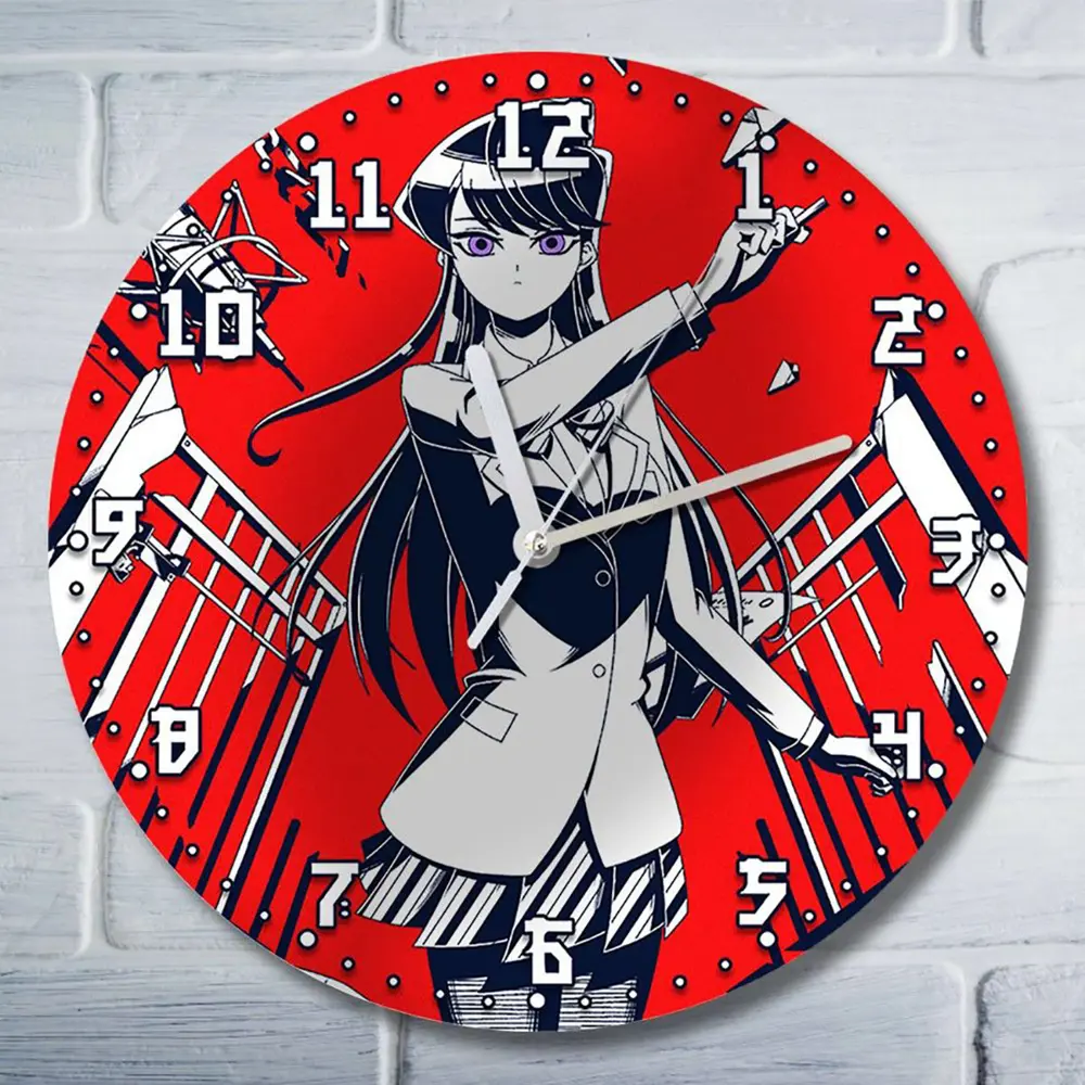 Фото Настенные часы круглые 27 см Бруталити аниме У Коми проблемы с общением - 10199 цвет черный