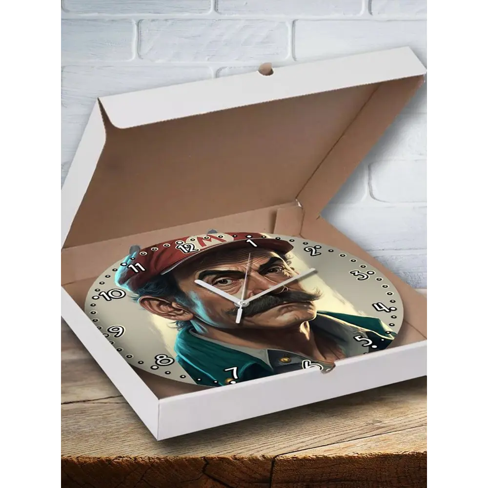 Фото 3 Настенные часы круглые 27 см Бруталити игра Super Mario - 1425 цвет черный