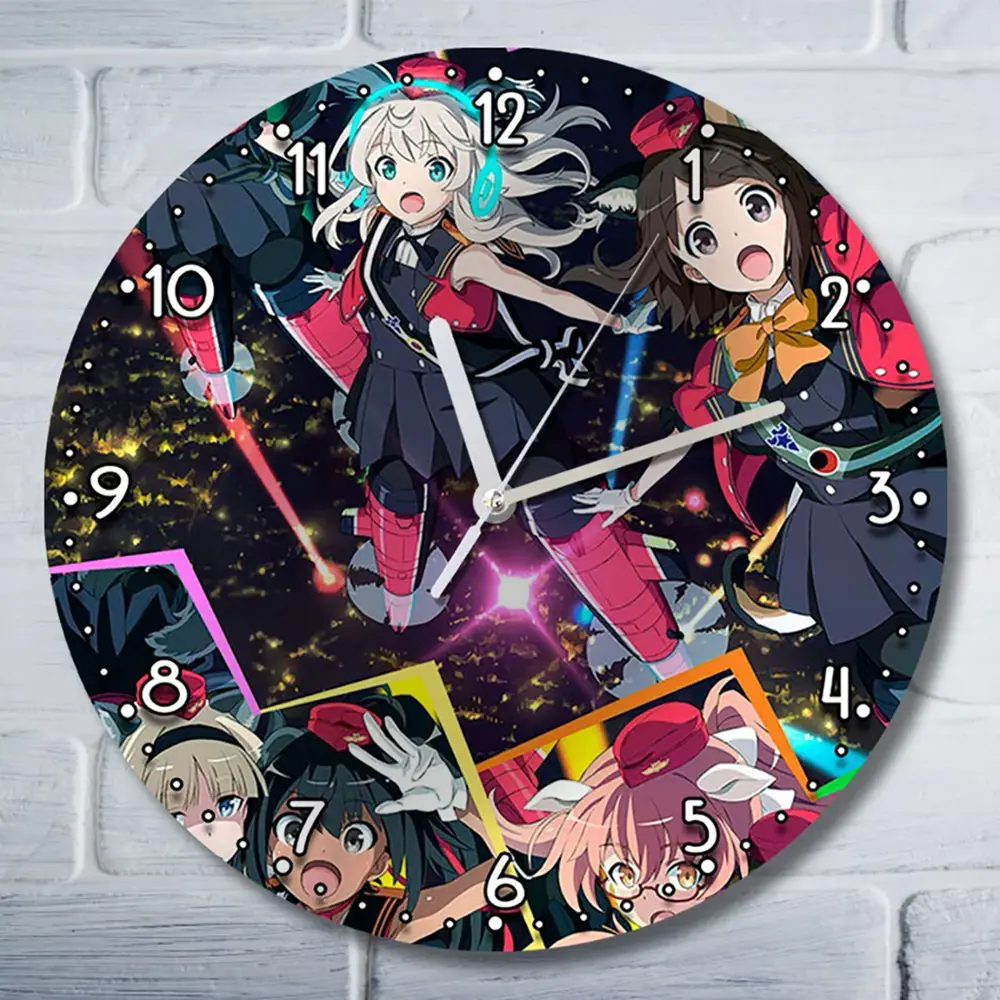 Фото Настенные часы круглые 27 см Бруталити аниме Luminous Witches - 3504 цвет черный