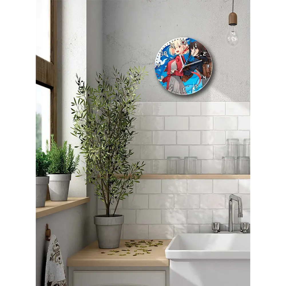 Фото 5 Настенные часы круглые 27 см Бруталити аниме Lycoris Recoil - 3511 цвет черный