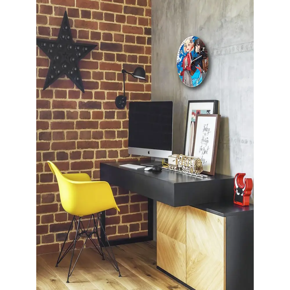 Фото 4 Настенные часы круглые 27 см Бруталити аниме Lycoris Recoil - 3511 цвет черный