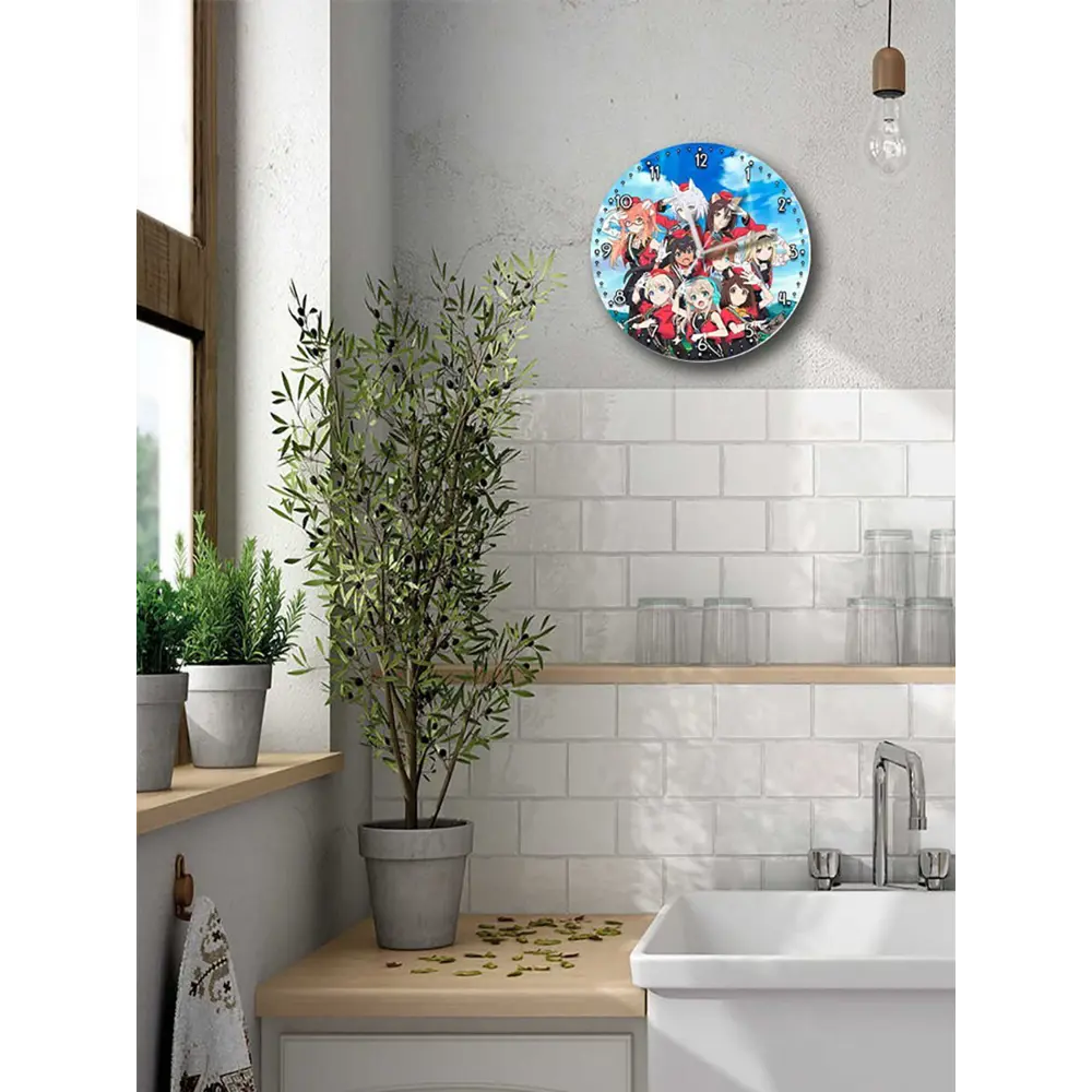 Фото 5 Настенные часы круглые 27 см Бруталити аниме Luminous Witches - 3505 цвет черный