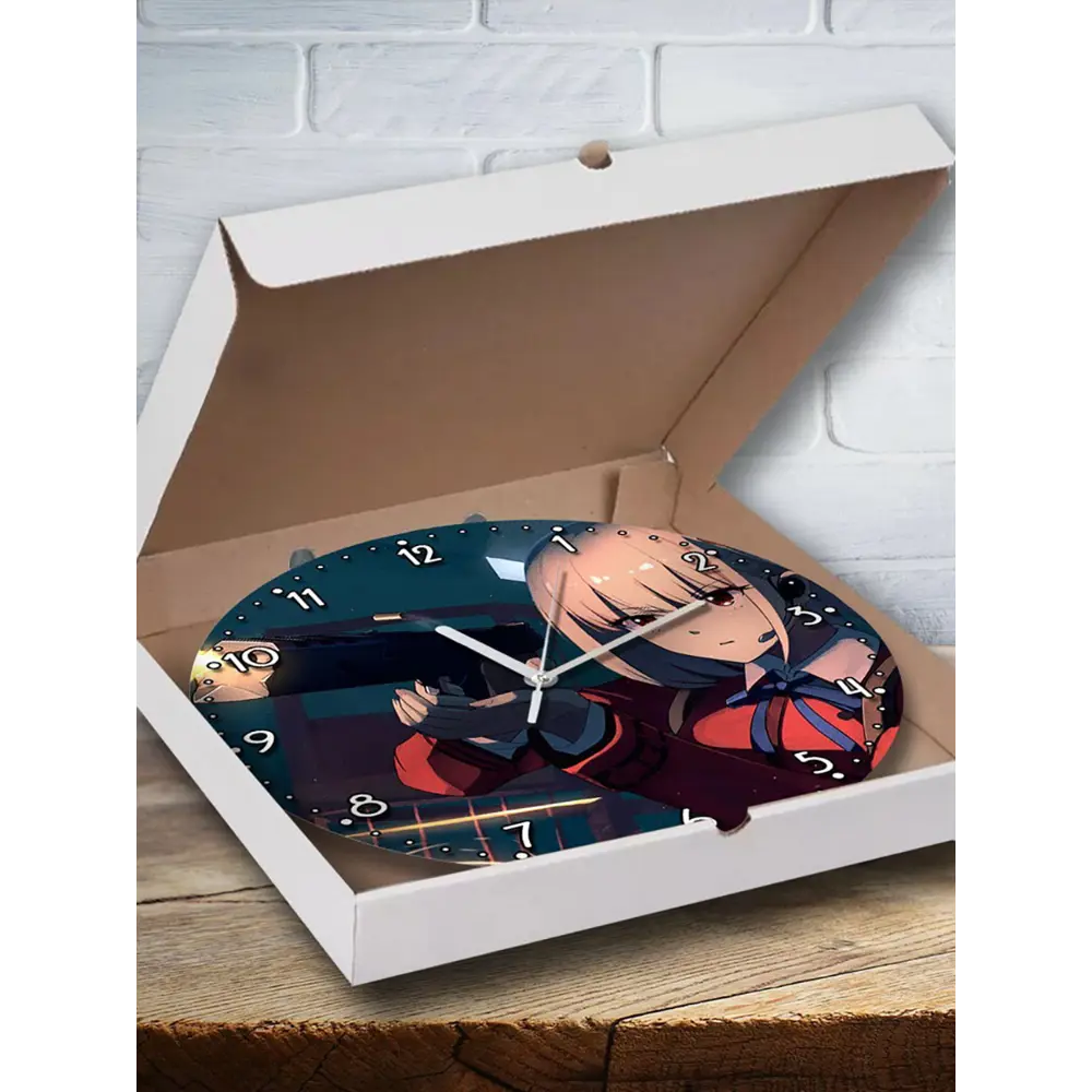 Фото 3 Настенные часы круглые 27 см Бруталити аниме Lycoris Recoil - 3515 цвет черный