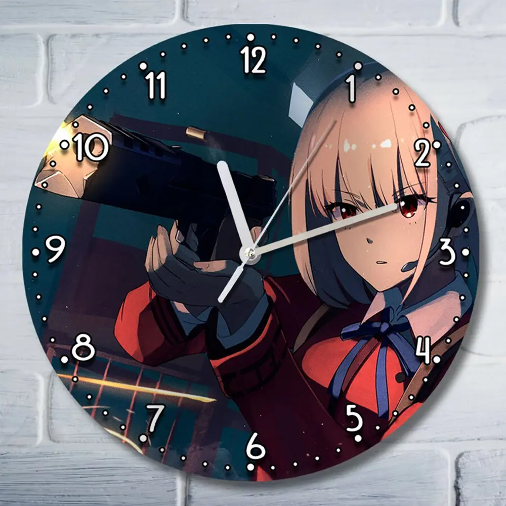 Фото Настенные часы круглые 27 см Бруталити аниме Lycoris Recoil - 3515 цвет черный