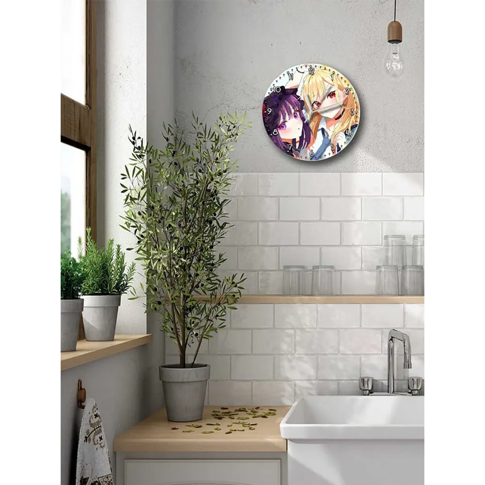 Фото 5 Настенные часы круглые 27 см Бруталити аниме My Dress-Up Darling - 3547 цвет черный