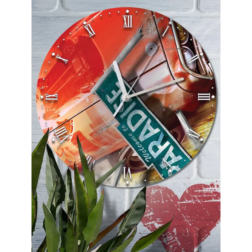 Фото Настенные часы круглые 27 см Бруталити игры Burnout Paradise Remastered - 4400 цвет черный