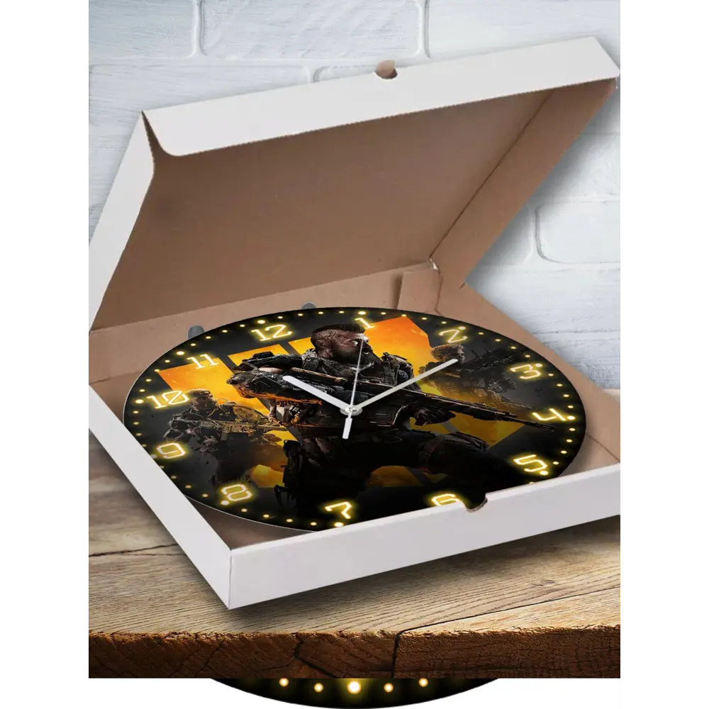 Фото 2 Настенные часы круглые 27 см Бруталити игры Call Of Duty Black Ops - 4639 цвет черный