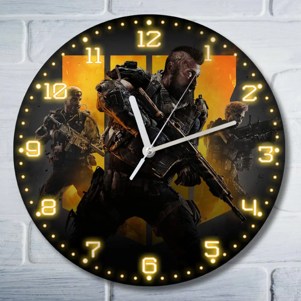 Фото Настенные часы круглые 27 см Бруталити игры Call Of Duty Black Ops - 4639 цвет черный