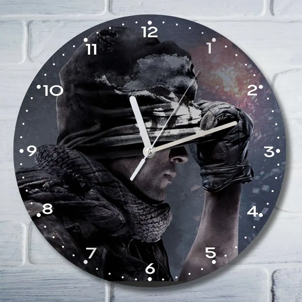Фото Настенные часы круглые 27 см Бруталити Игры Call Of Duty Ghosts - 6001 цвет черный