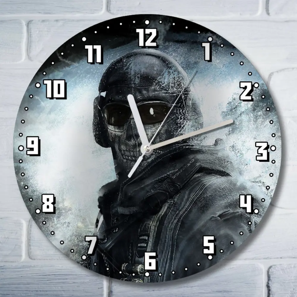 Фото Настенные часы круглые 27 см Бруталити Игры Call Of Duty Ghosts - 2236 цвет черный