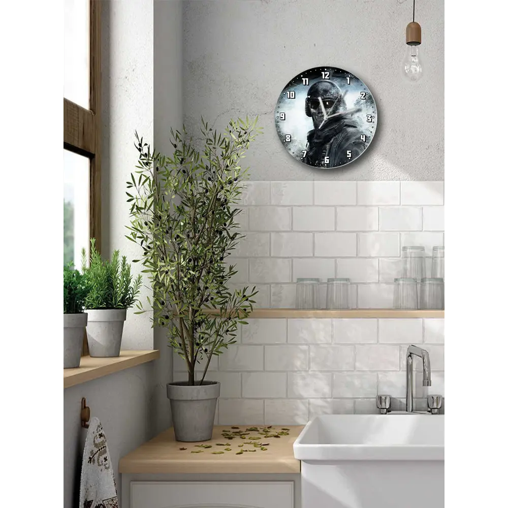 Фото 5 Настенные часы круглые 27 см Бруталити Игры Call Of Duty Ghosts - 2236 цвет черный