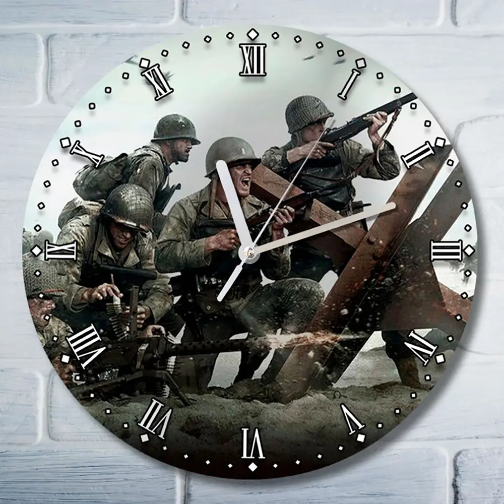 Фото Настенные часы круглые 27 см Бруталити игры Call of Duty WWII 5163 цвет черный Фото Настенные часы круглые 27 см Бруталити игры Call of Duty WWII 5163 цвет черный