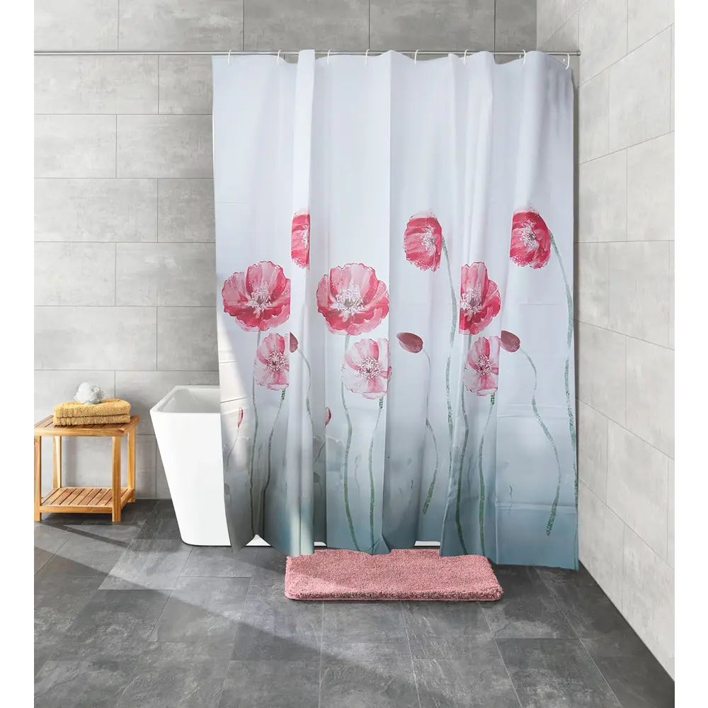 Фото Шторка для ванной комнаты GINI ВН1040 180x180см цвет красный