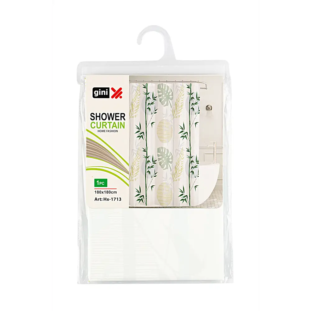 Фото 3 Шторка для ванной комнаты GINI Hx-1713 180x180см цвет зеленый