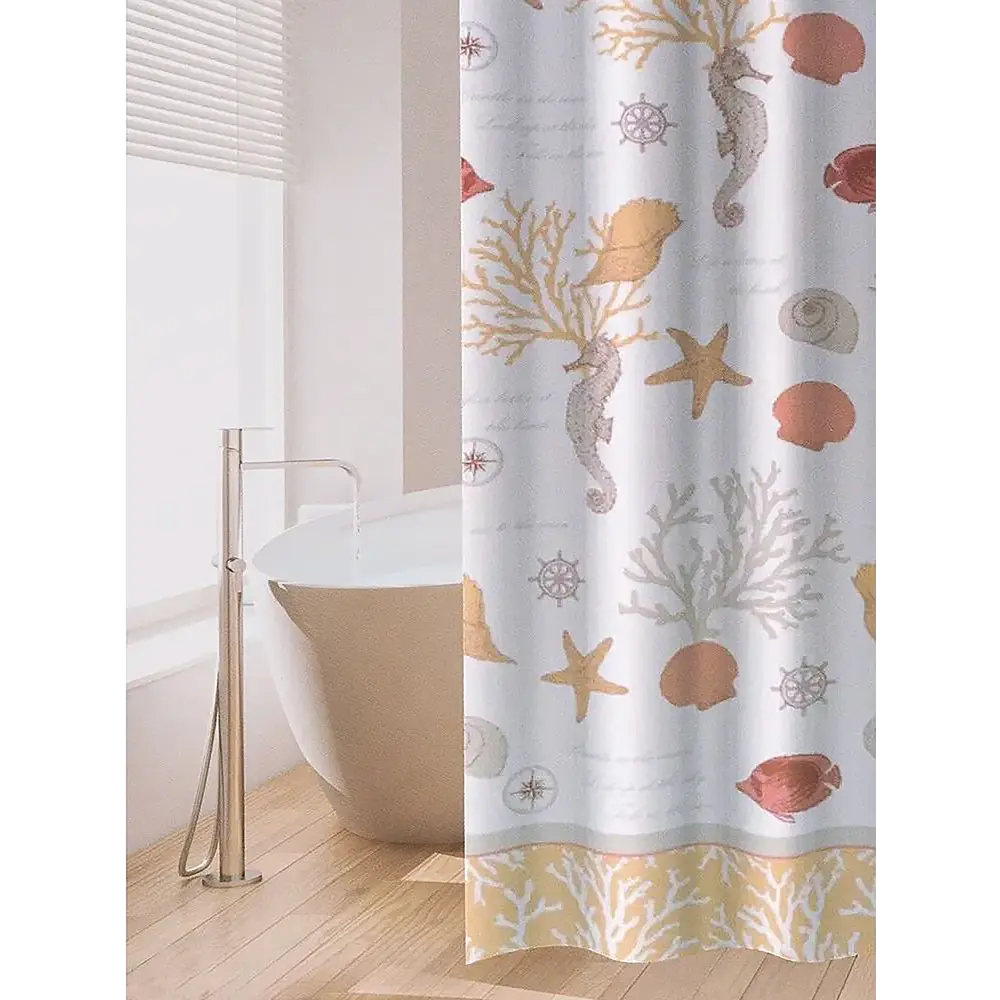 Фото Шторка для ванной комнаты GINI АС-15-01 180x180см цвет оранжевый/медный