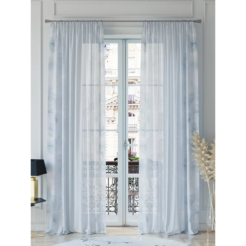 Фото 2 Тюль на ленте At Home Хлорит 150x260 см вуаль цвет белый/голубой AA542098 Фото 2 Тюль на ленте At Home Хлорит 150x260 см вуаль цвет белый/голубой AA542098