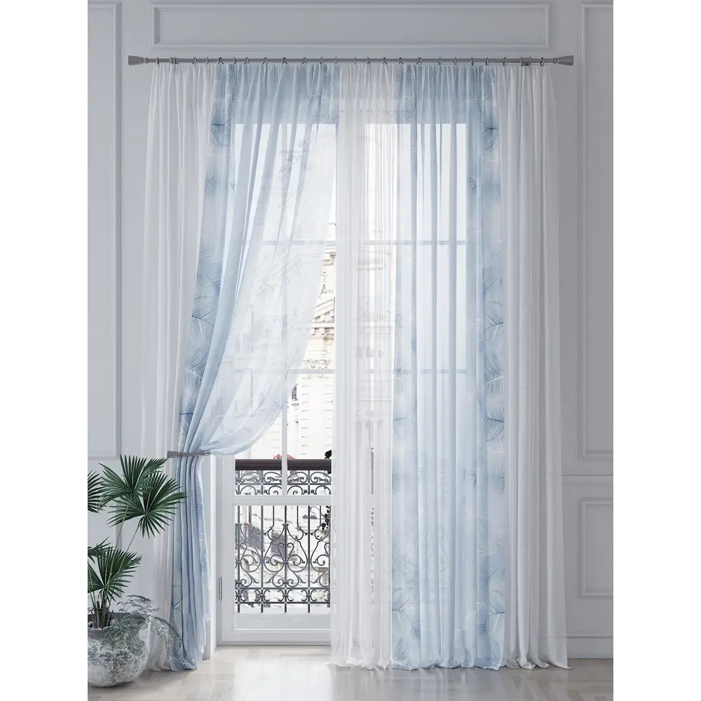 Фото 4 Тюль на ленте At Home Хлорит 150x260 см вуаль цвет белый/голубой AA542098 Фото 4 Тюль на ленте At Home Хлорит 150x260 см вуаль цвет белый/голубой AA542098