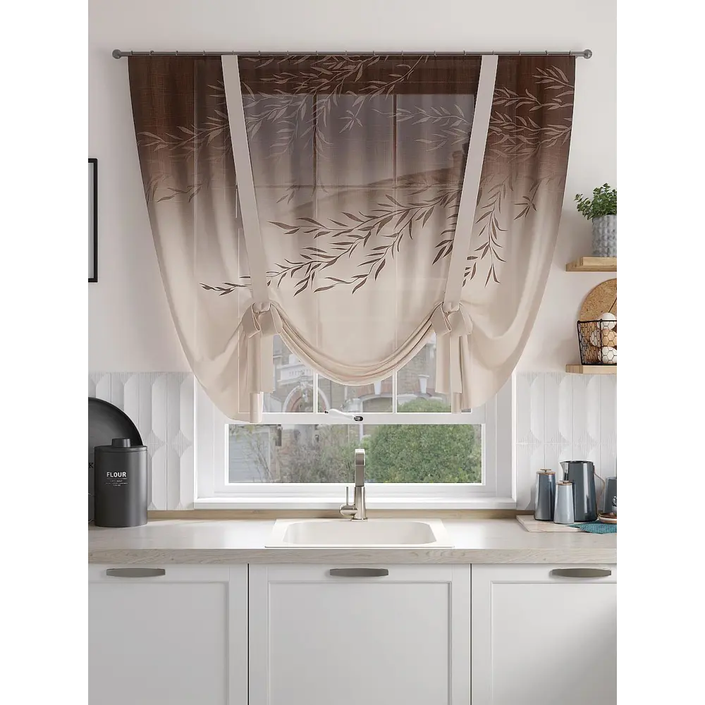 Фото 3 Тюль на ленте At Home Мирфанвис 150x150 см вуаль цвет бежевый/коричневый AA518210 Фото 3 Тюль на ленте At Home Мирфанвис 150x150 см вуаль цвет бежевый/коричневый AA518210