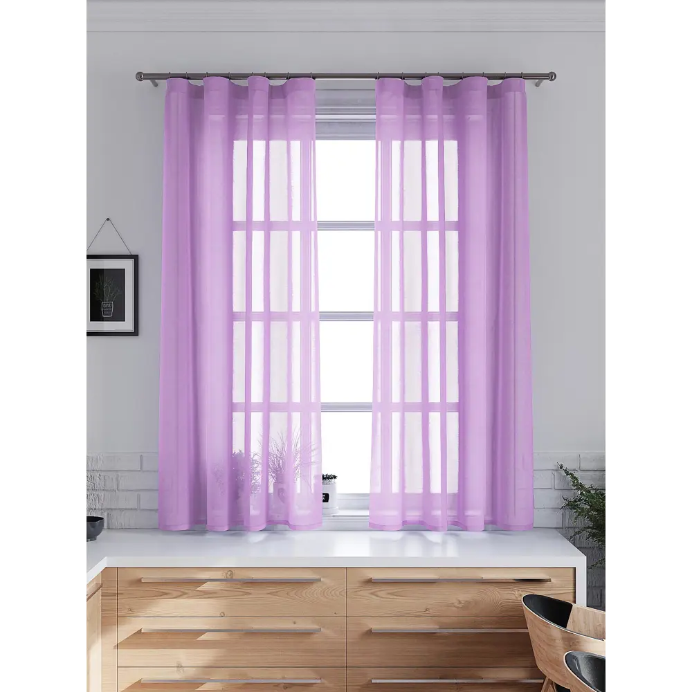 Фото 3 Тюль на ленте At Home Юнис 145x160 см вуаль цвет фиолетовый AA124214 Фото 3 Тюль на ленте At Home Юнис 145x160 см вуаль цвет фиолетовый AA124214