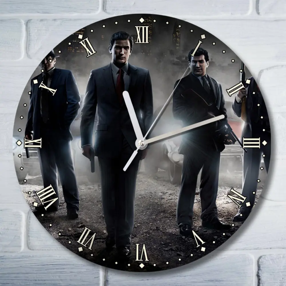 Фото Настенные часы круглые 27 см Бруталити игры Mafia Defintive Edition - 4618 цвет черный
