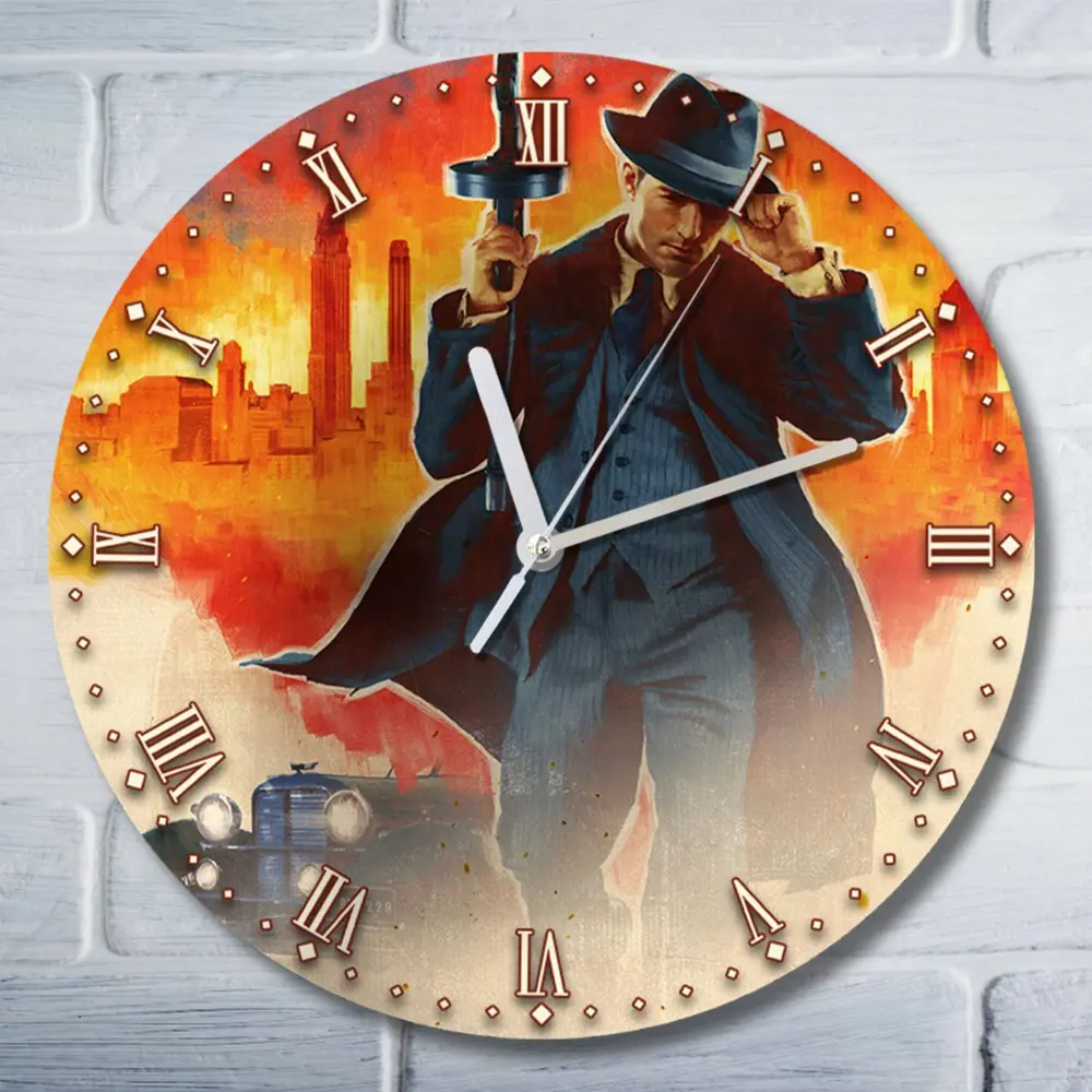 Фото Настенные часы круглые 27 см Бруталити игры Mafia Defintive Edition - 4619 цвет черный