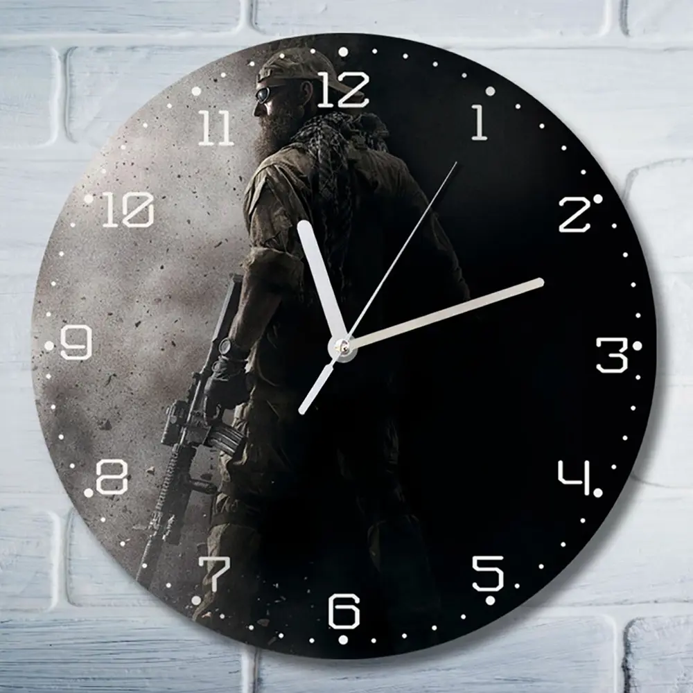 Фото Настенные часы круглые 27 см Бруталити игры Medal of Honor Airborne 4742 цвет черный