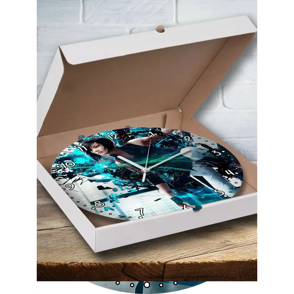 Фото Настенные часы круглые 27 см Бруталити игры Mirror's Edge Catalyst - 3343 цвет черный