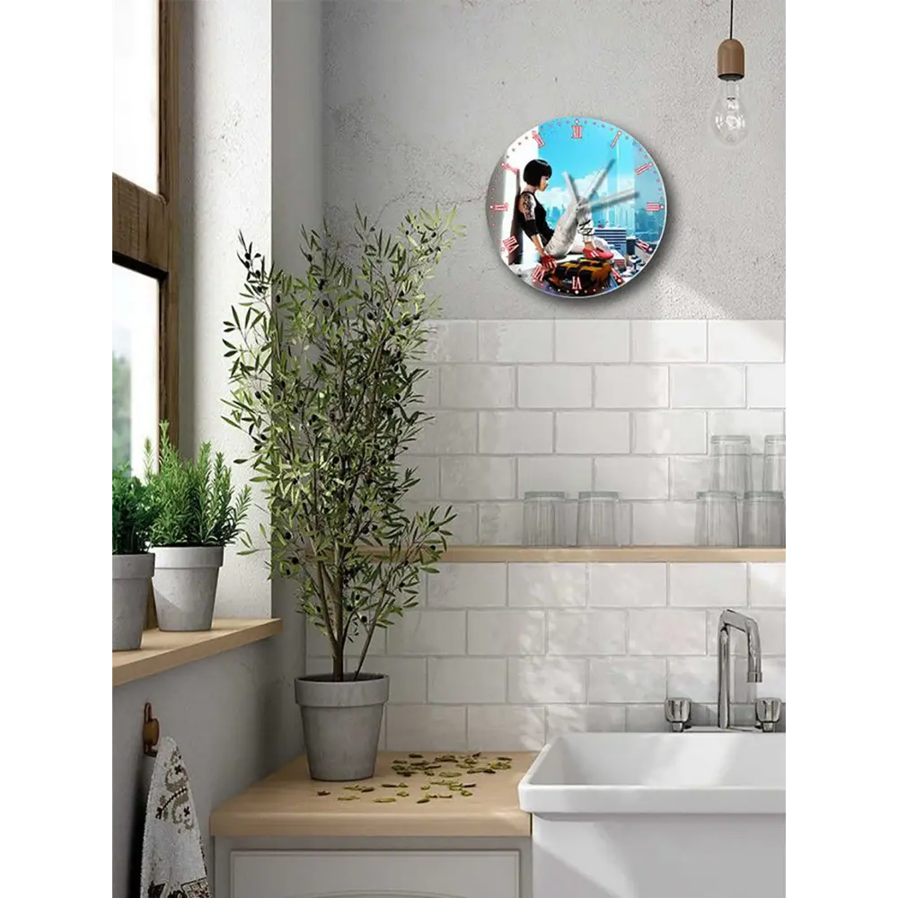 Фото 5 Настенные часы круглые 27 см Бруталити игры Mirror's Edge Catalyst - 6137 цвет черный