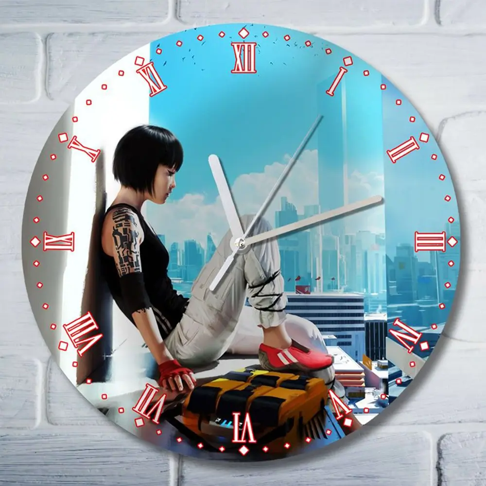 Фото Настенные часы круглые 27 см Бруталити игры Mirror's Edge Catalyst - 6137 цвет черный