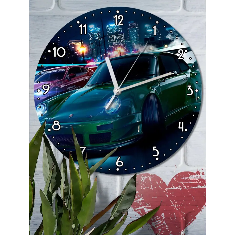 Фото 2 Настенные часы круглые 27 см Бруталити игры Need For Speed - 3568 цвет черный