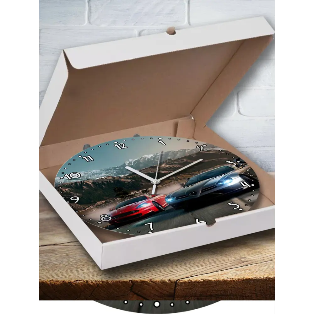Фото Настенные часы круглые 27 см Бруталити игры Need For Speed Hot Pursuit - 3472 цвет черный