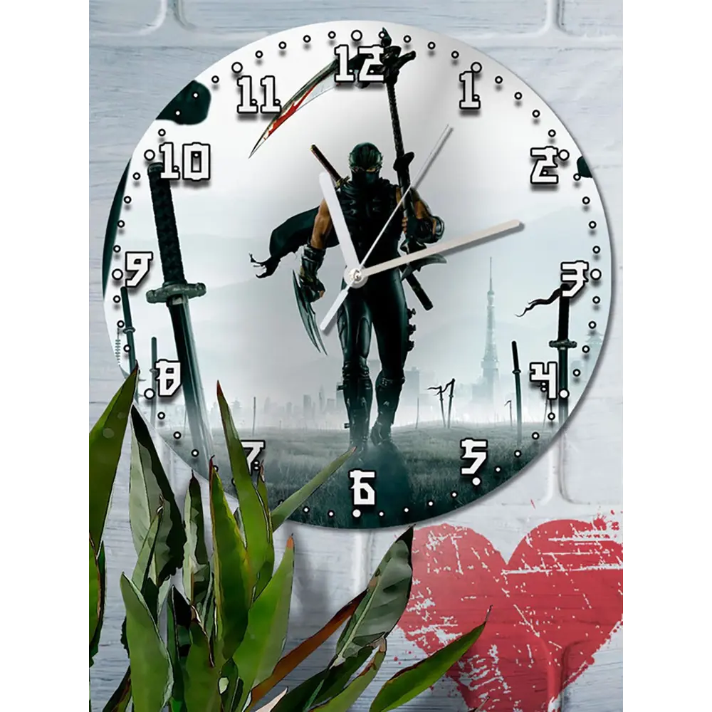 Фото 6 Настенные часы круглые 27 см Бруталити игры Ninja Gaiden 5123 цвет черный