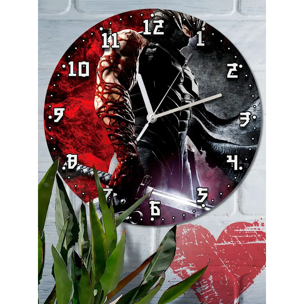 Фото 6 Настенные часы круглые 27 см Бруталити игры Ninja Gaiden 5124 цвет черный