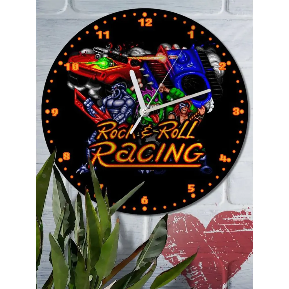 Фото 6 Настенные часы круглые 27 см Бруталити Игры Rock'n'Roll Racing - 6256 цвет черный