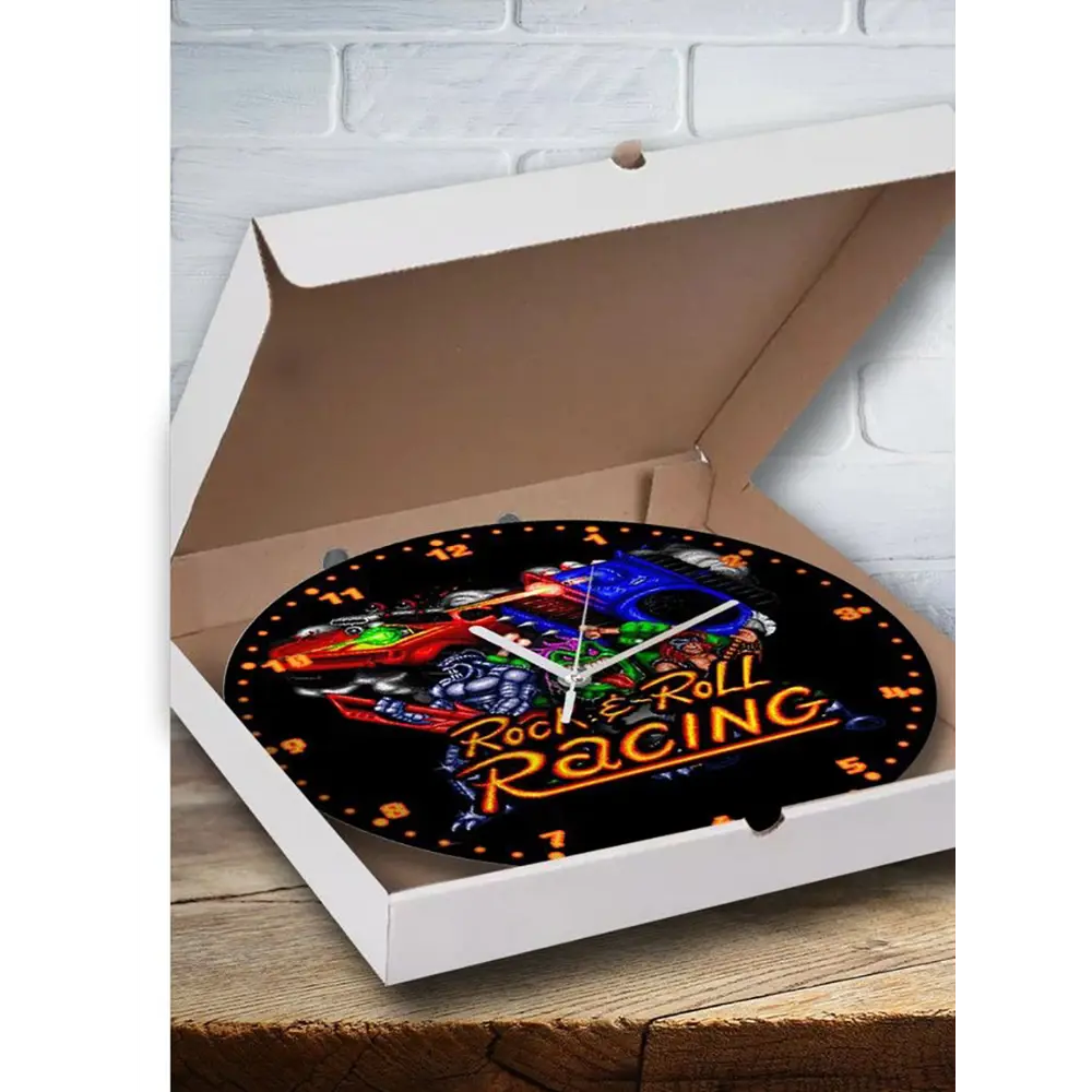 Фото 3 Настенные часы круглые 27 см Бруталити Игры Rock'n'Roll Racing - 6256 цвет черный