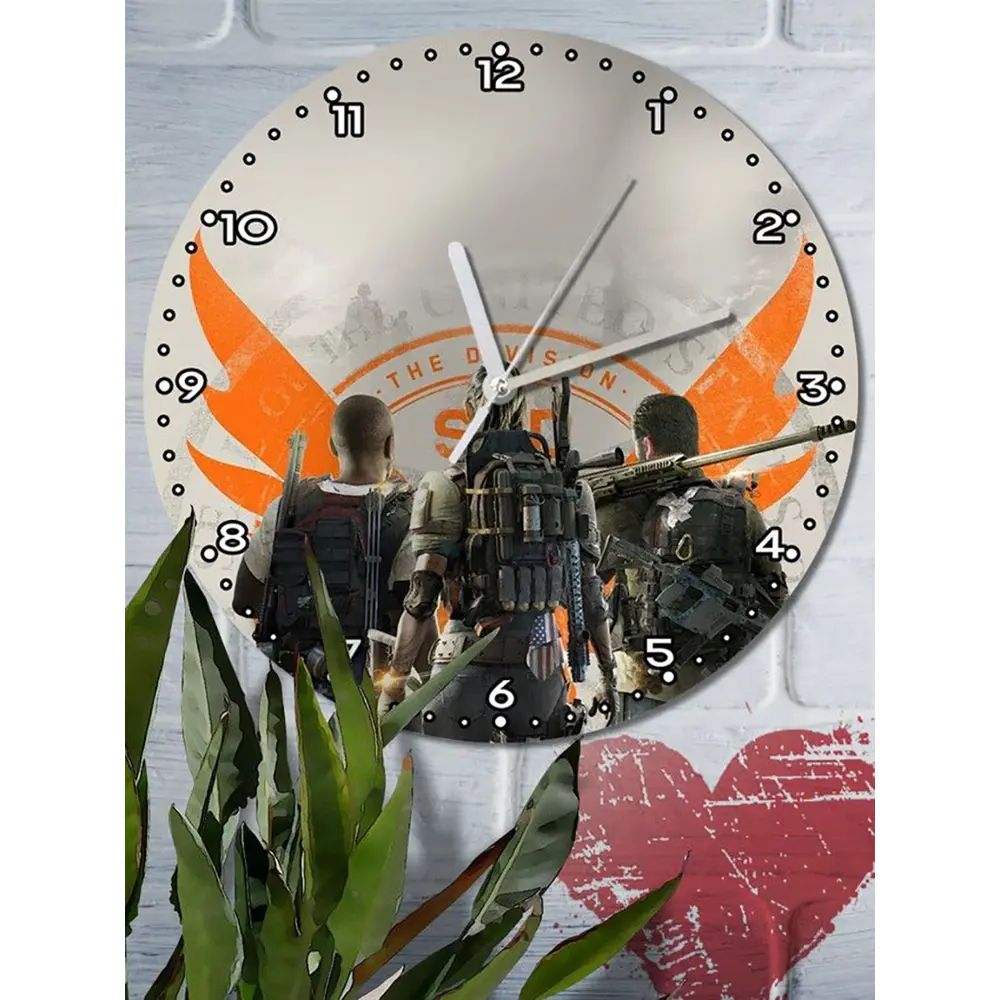Фото 6 Настенные часы круглые 27 см Бруталити Игры The Division 2 - 6097 цвет черный